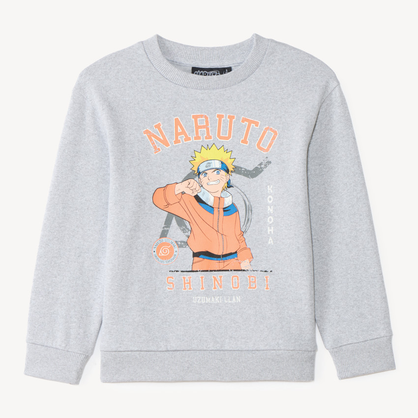 Sudadera de manga larga gris jaspeado para niño Naruto 