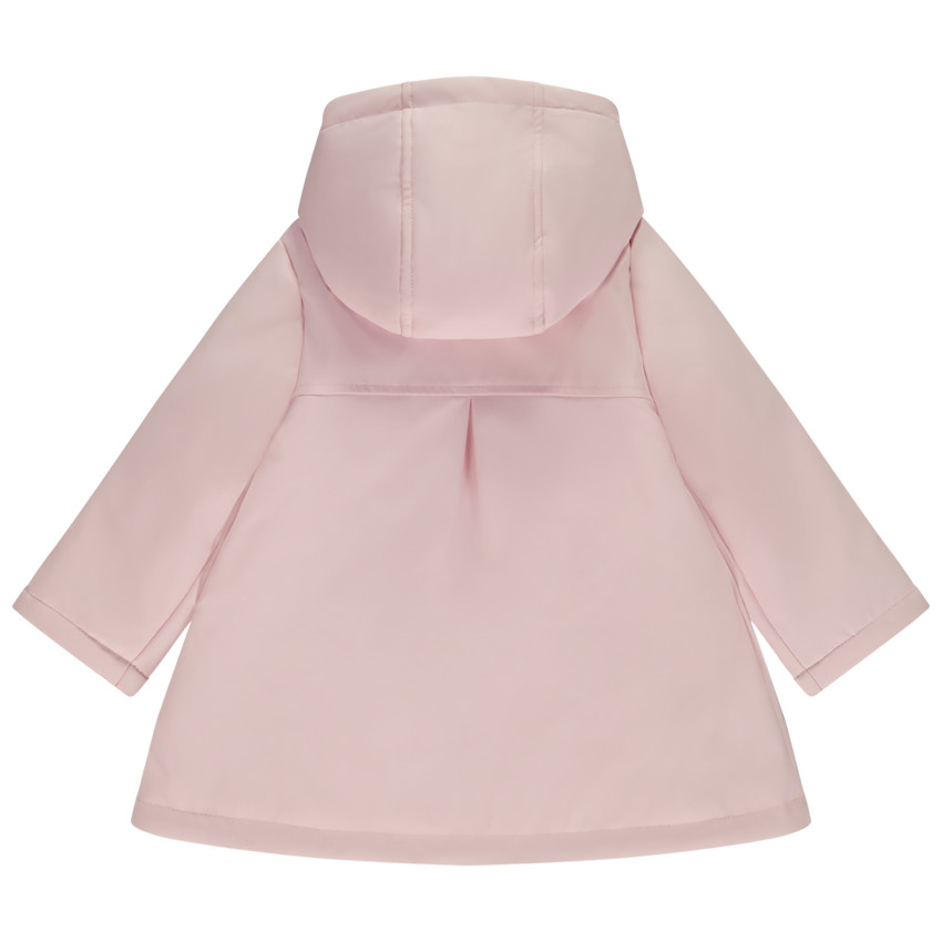 Parka de goma con volante y forro de sherpa para bebé niña 