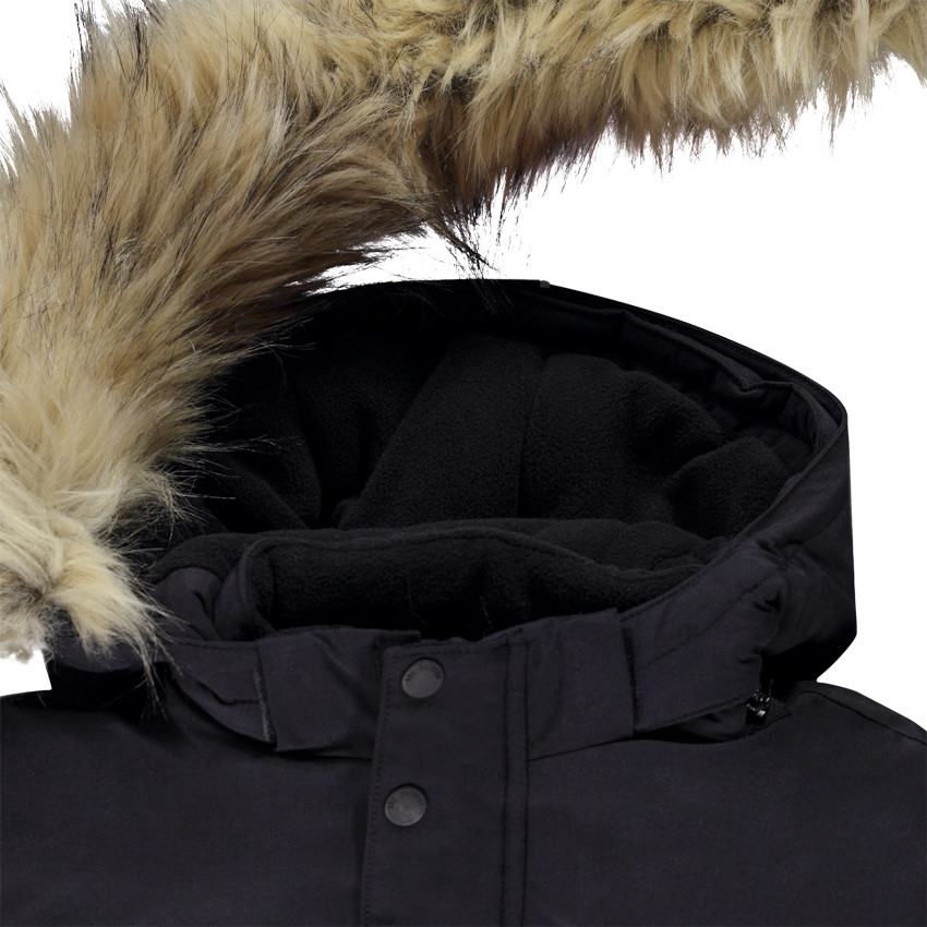 Parka en poliéster con capucha con pelo falso y forro micropolar para niño 