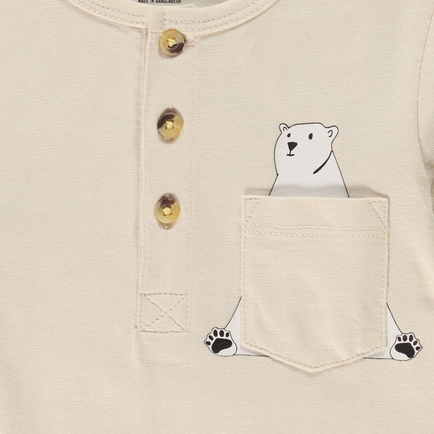 T-shirt manches longues en jersey col tunisien avec poche ludique pour bébé garçon Main T-shirt manches longues en jersey col tunisien avec poche ludique pour bébé garçon