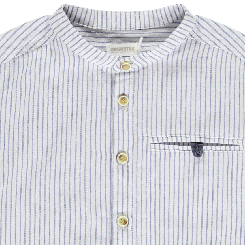 Camisa de manga larga a rayas con cuello mao para niño 