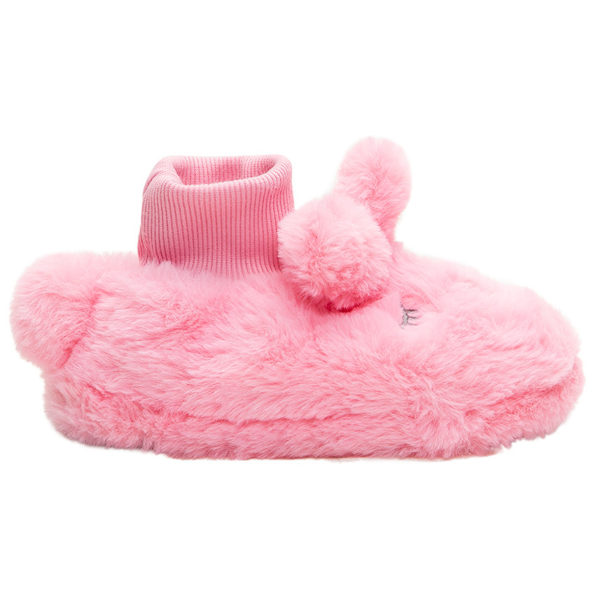 Pantuflas de peluche de falsa piel rosa 