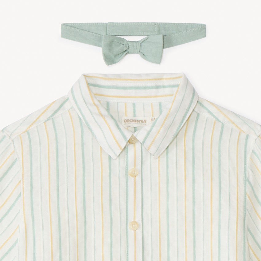Camisa de rayas de manga corta + pajarita para niño 