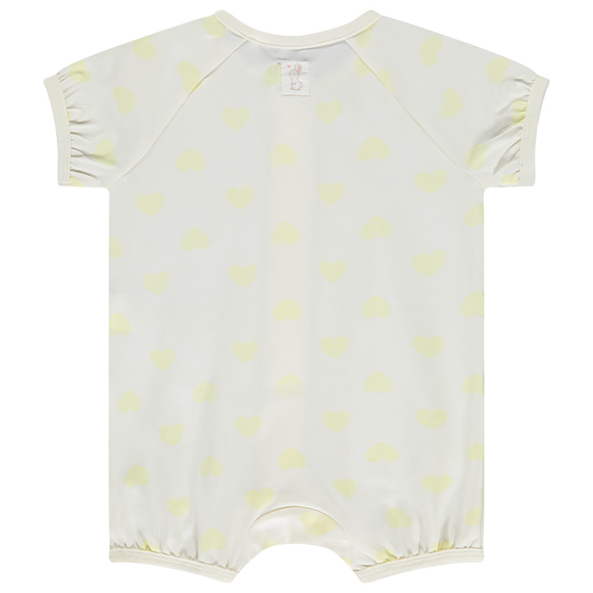 Pelele corto estampado corazones amarillos para bebé niña 