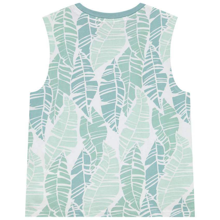 Camiseta sin mangas de punto con estampado de hojas para niño 