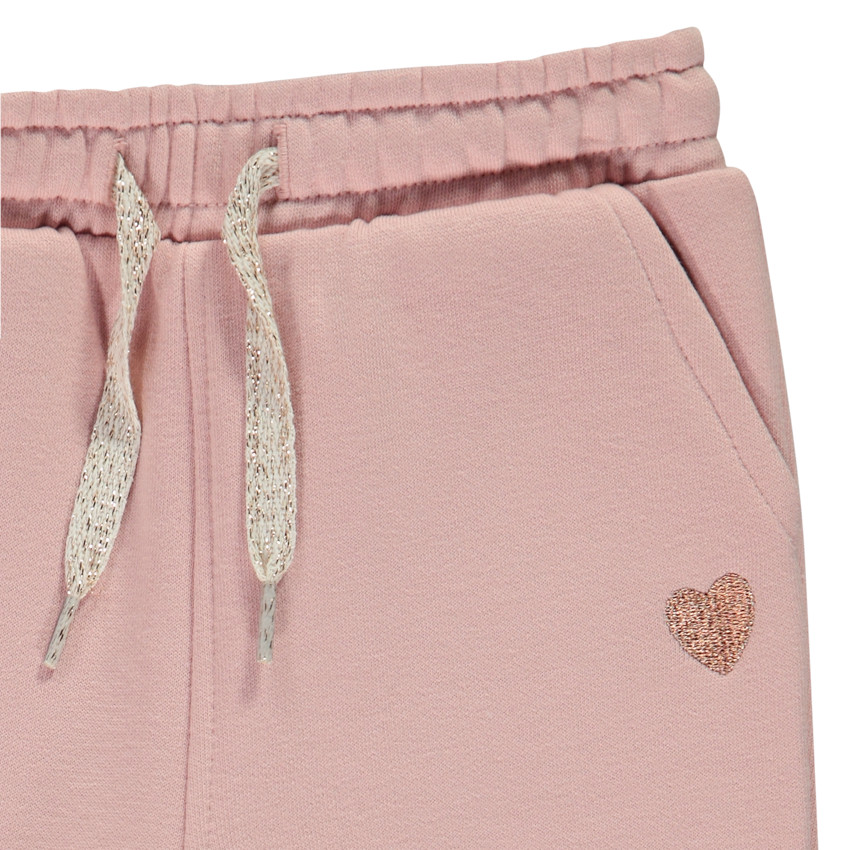 Pantalón jogging de felpa con corazón bordado en lurex para bebé niña 