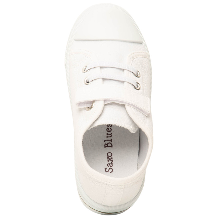 Zapatillas blancas de tela con velcro para bebé niño 