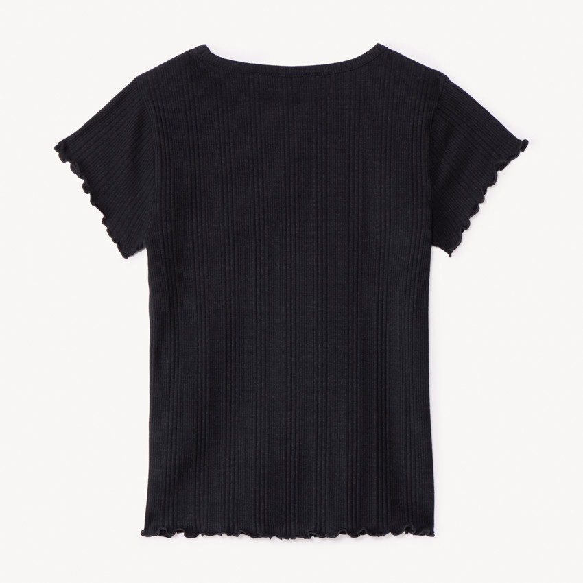 Camiseta de manga corta de punto acanalado liso niña 