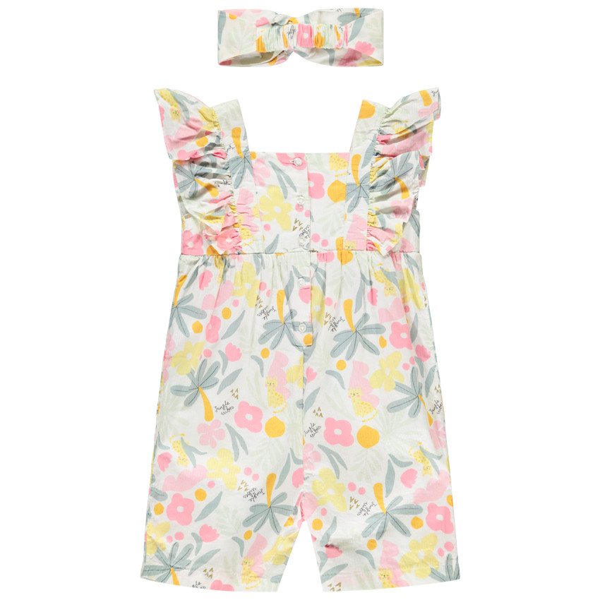 Pelele estampado jungle + banda para bebé niña 