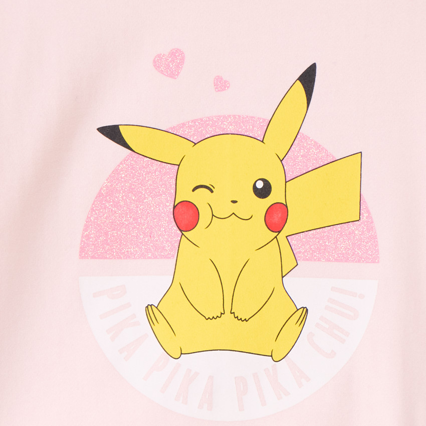 Sweat molleton uni rose à print Pikachu Pokémon pour fille 