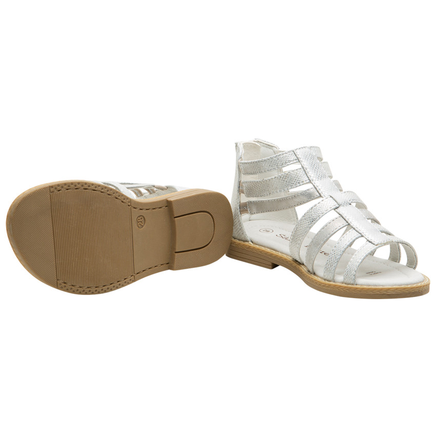Sandalias texturizadas plateadas con cierre de cremallera para niña 