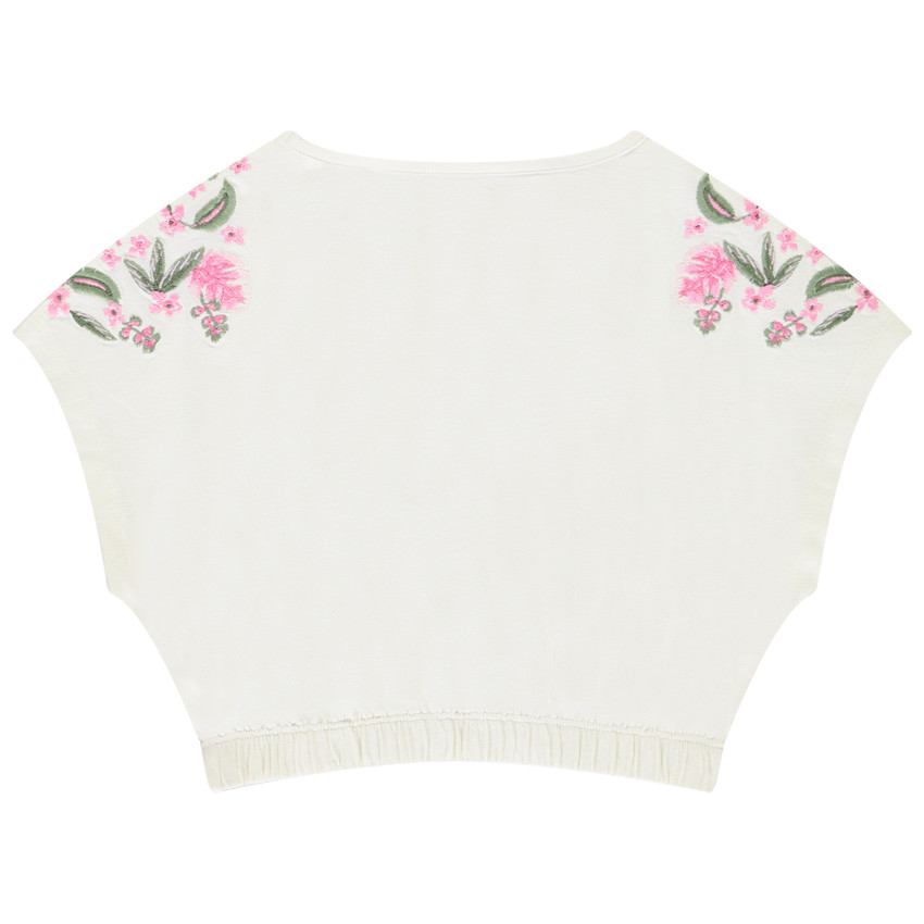 Top crop oversize elástico de manga corta para niña 