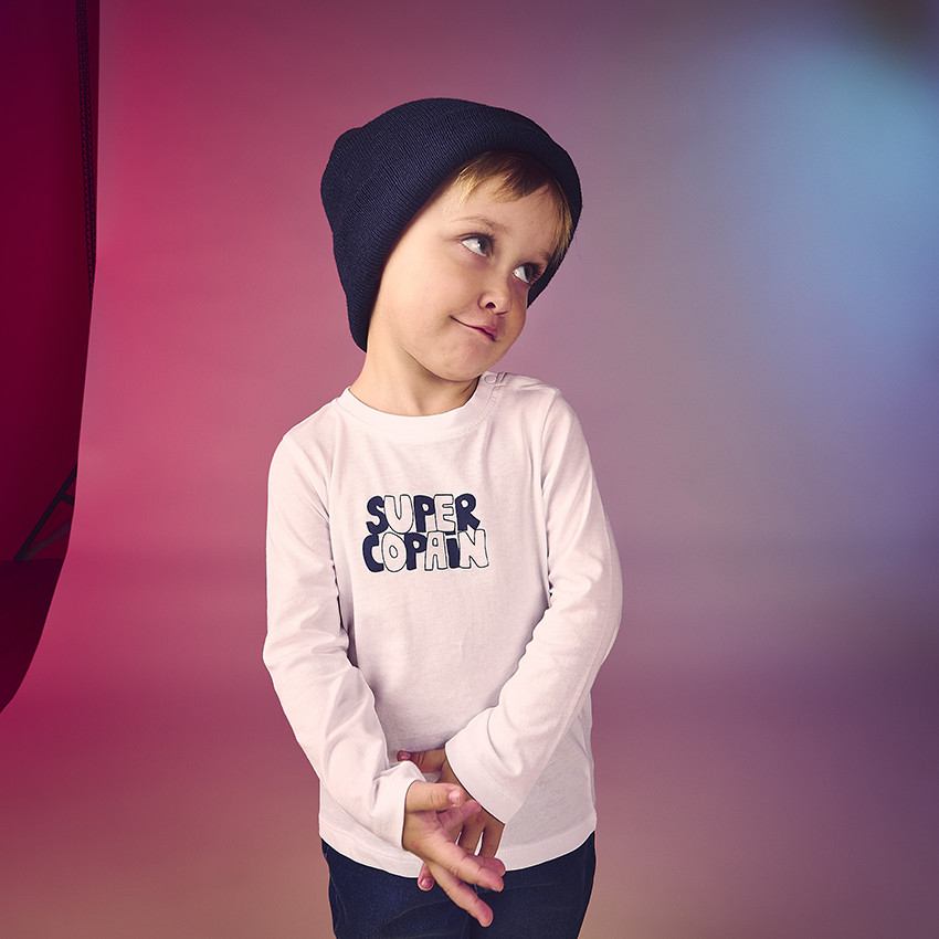 Camiseta de manga larga con estampado "Super Copain" para bebé niño 