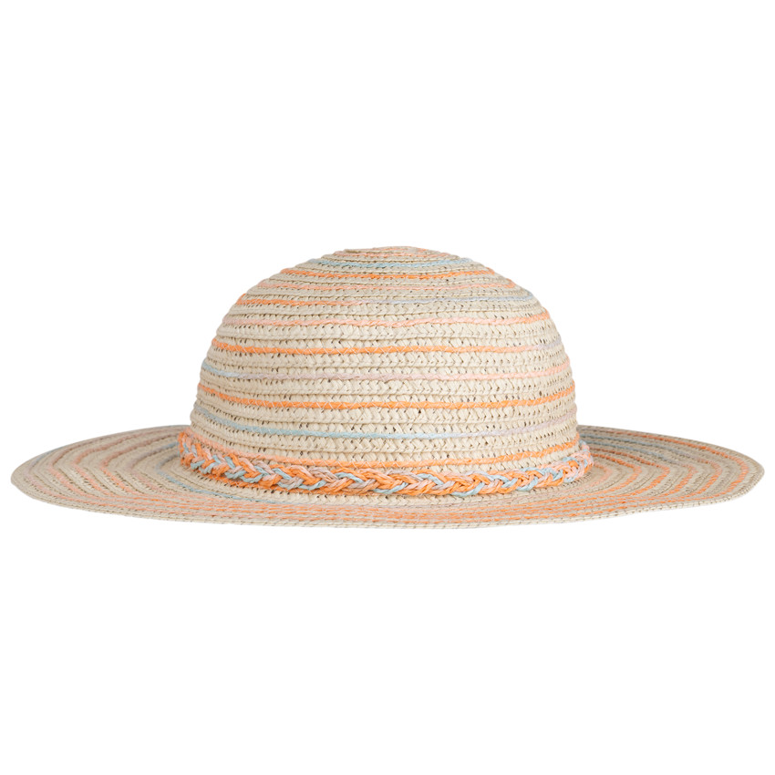 Sombrero de paja trenzada con ribetes de colores para niña 