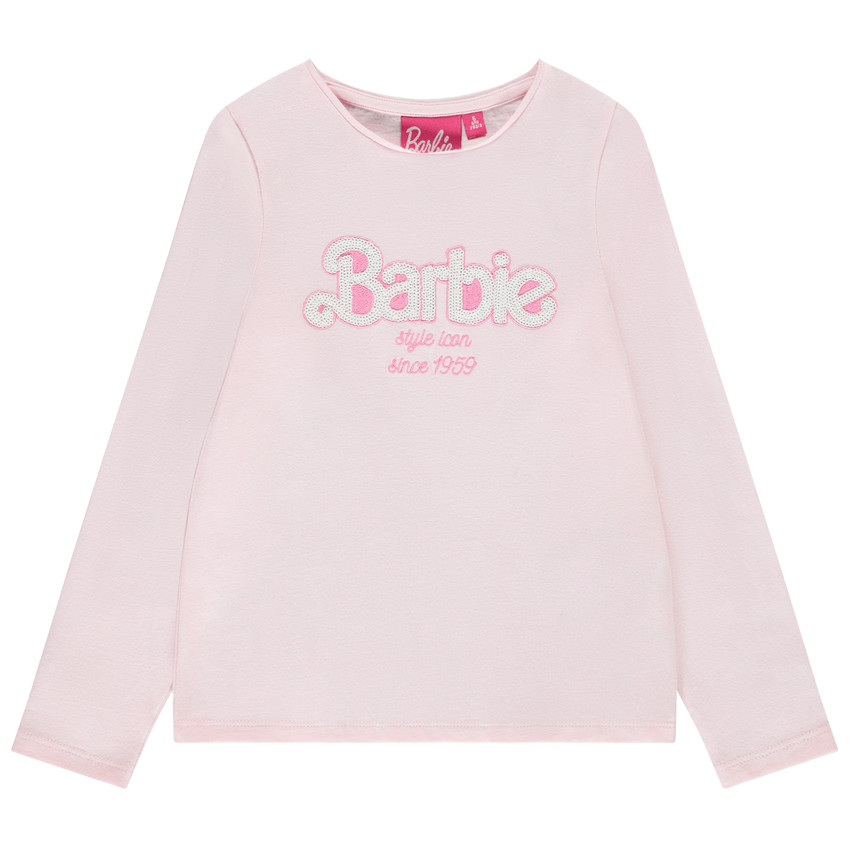 Camiseta manga larga Barbie con lentejuelas para niña 