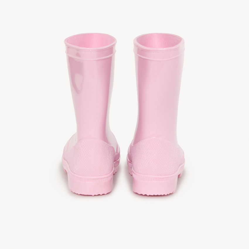 Bottes de pluie vernies unies rose pour bébé fille  