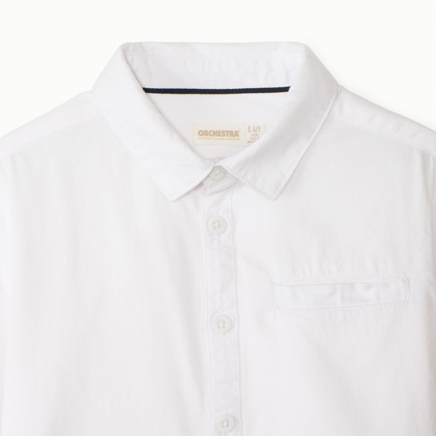 Camisa de manga larga unicolor con corbata para niño 