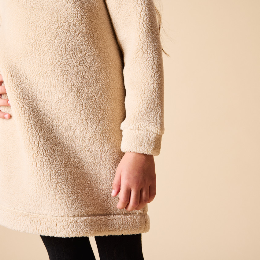 Vestido de manga larga en sherpa efecto oveja para niña 
