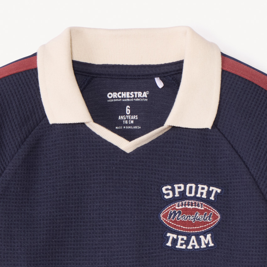 Polo manches longues avec badge fantaisie pour garçon  