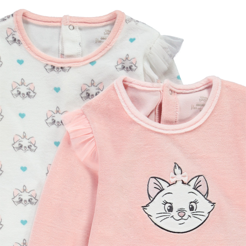 Pack de 2 peleles de terciopelo Marie Aristochats Disney para niña. 
