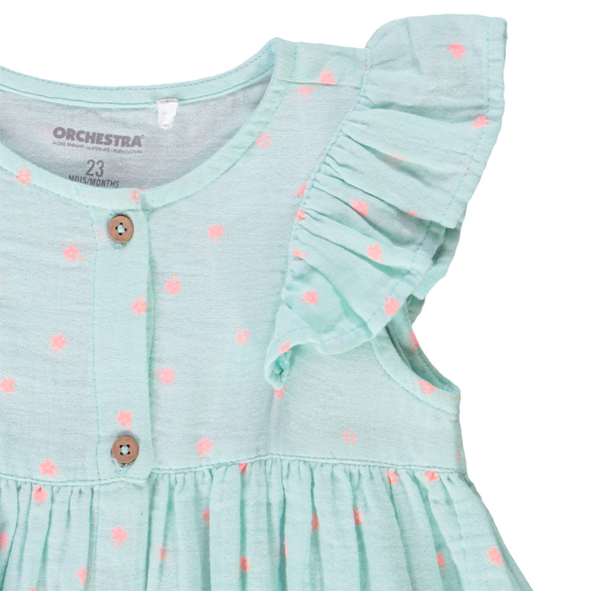 Conjunto de 3 piezas vestido + pololo + diadema de lunares para niña 