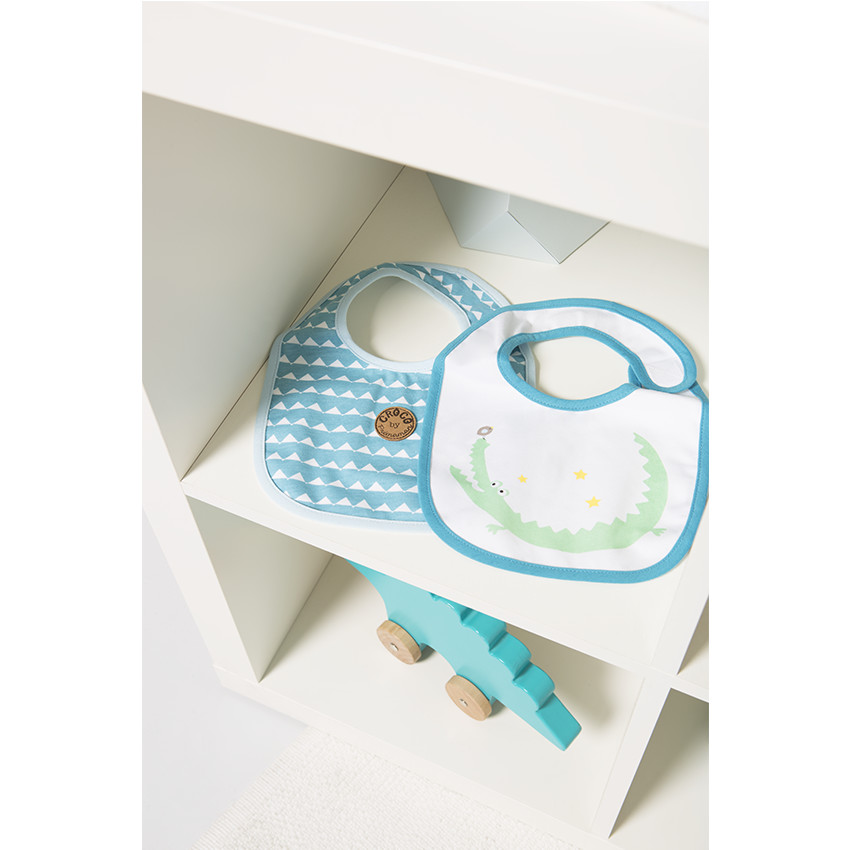 Pack de 2 baberos de punto con estampado e imagen de cocodrilo  Additional Pack de 2 baberos de punto con estampado e imagen de cocodrilo
