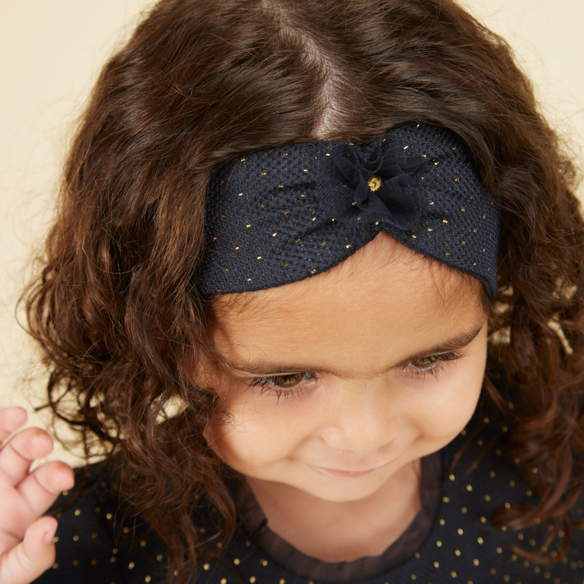 Conjunto vestido de fiesta en jacquard + diadema para bebé niña 