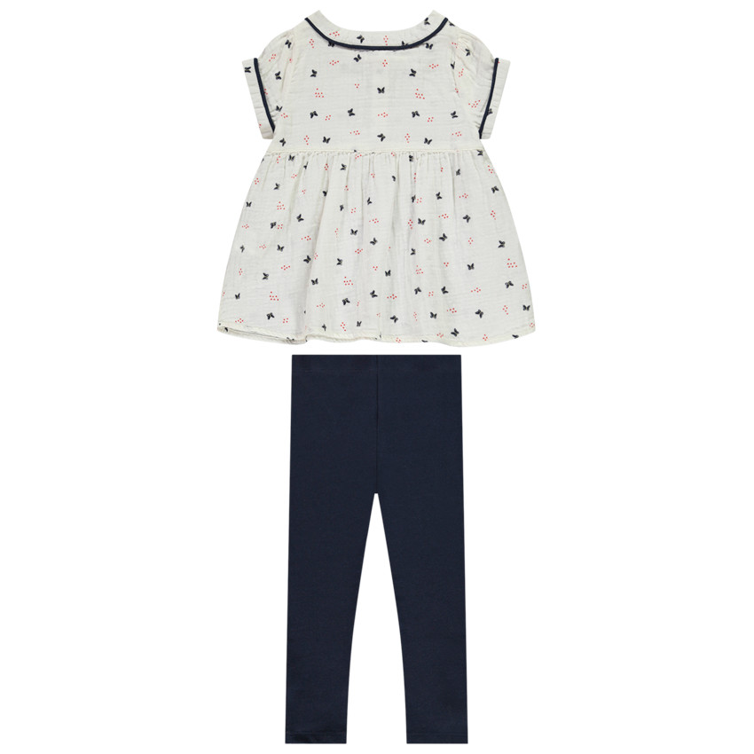 Conjunto 2 piezas con túnica estampado mariposas para bebé niña 