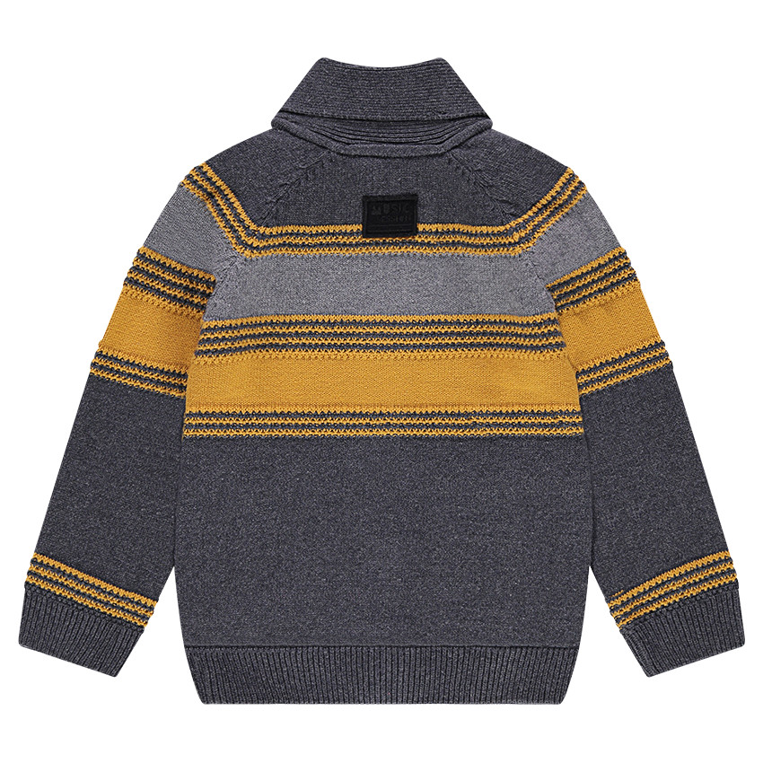 Chaqueta de punto de rayas de jacquard que contrastan 