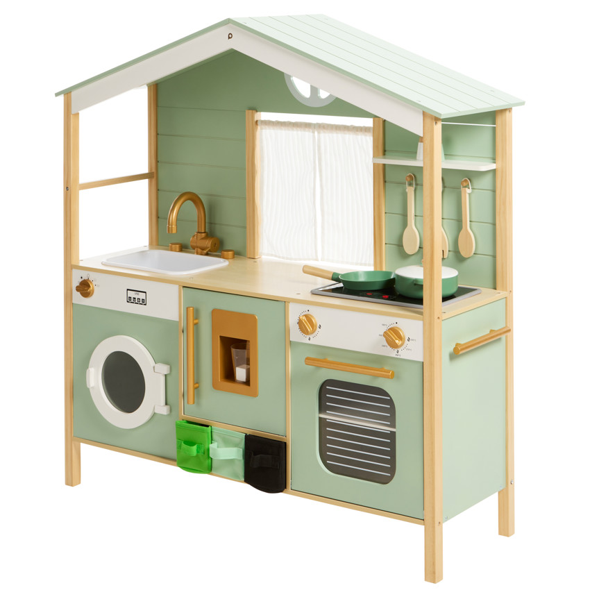 Cocina completa con accesorios de madera 