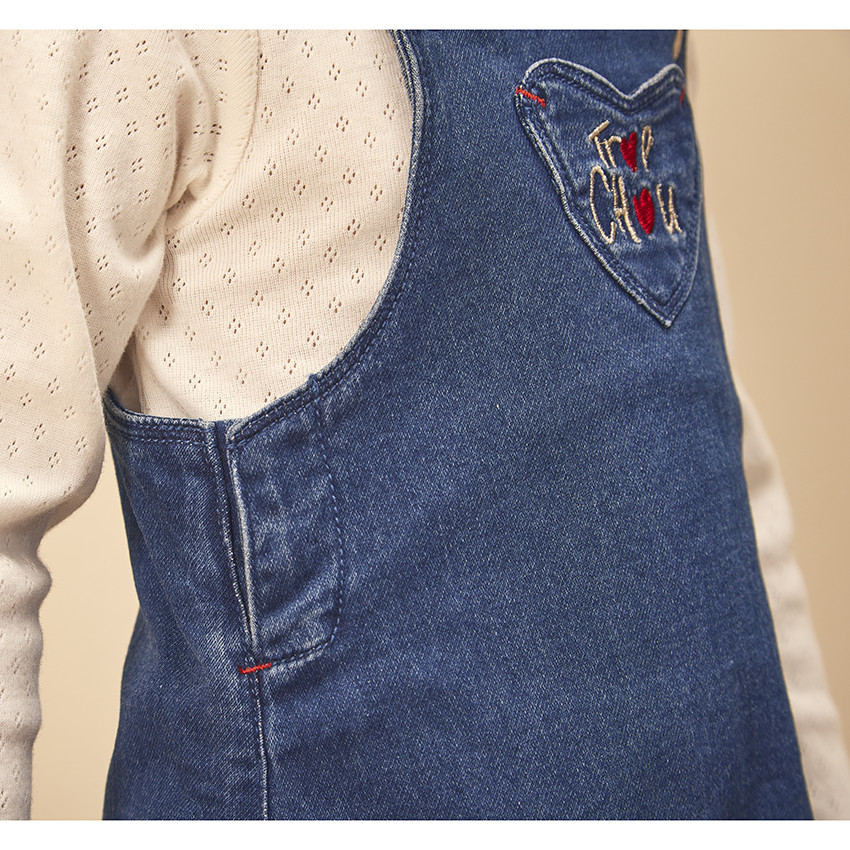 Robe à bretelles effet jean pour bébé fille 