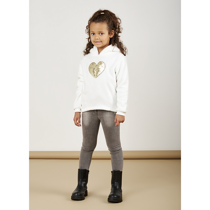 Sudadera polar con corazón de lentejuela para niña 