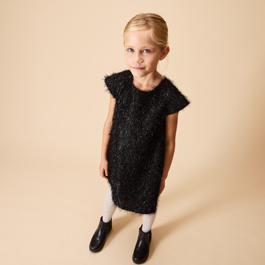 Vestido de fiesta de manga corta con flecos para niña 