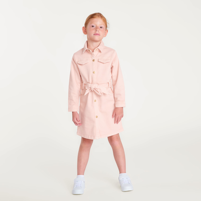 Robe en denim à manches longues pour fille colorée 