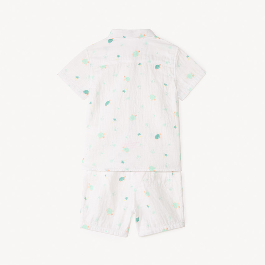 Conjunto de 2 piezas: camisa + pantalones cortos con estampado de tortugas para bebé niño. 