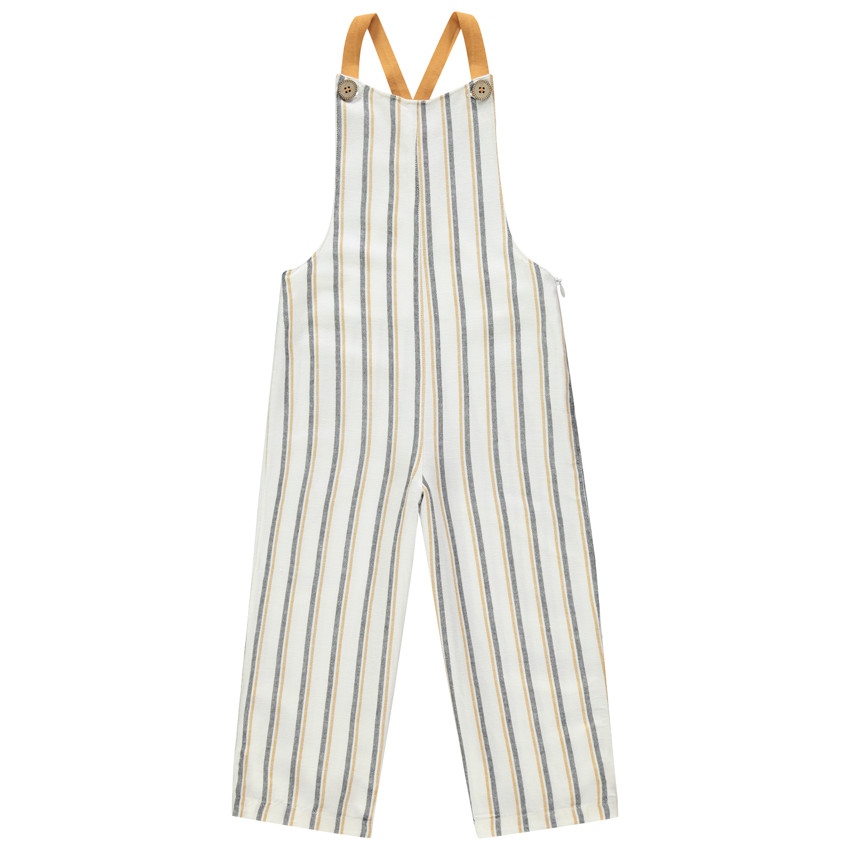 Salopette longue en toile à rayures verticales  Additional Salopette longue en toile à rayures verticales
