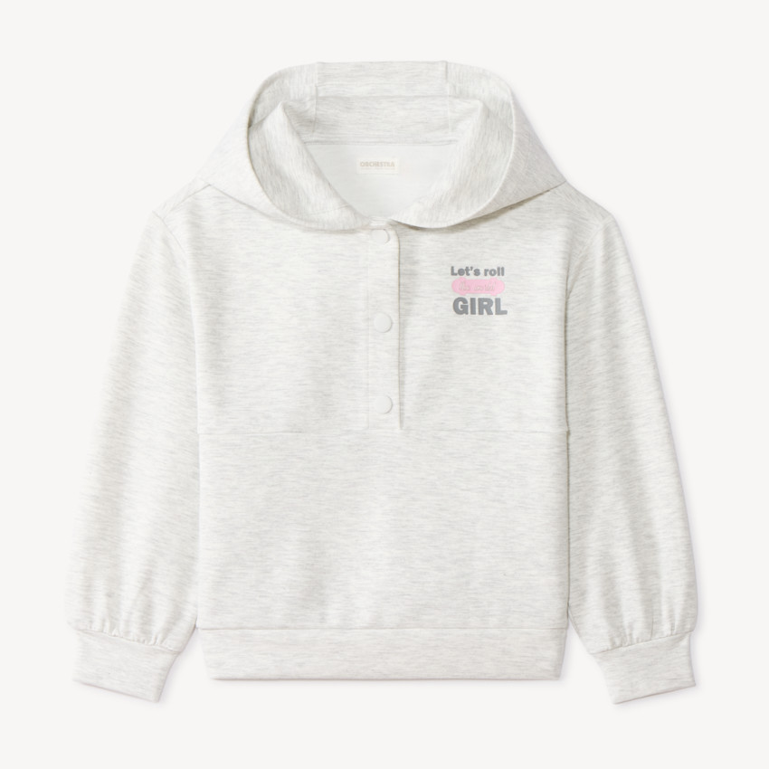 Sudadera con capucha de niña en felpa. 