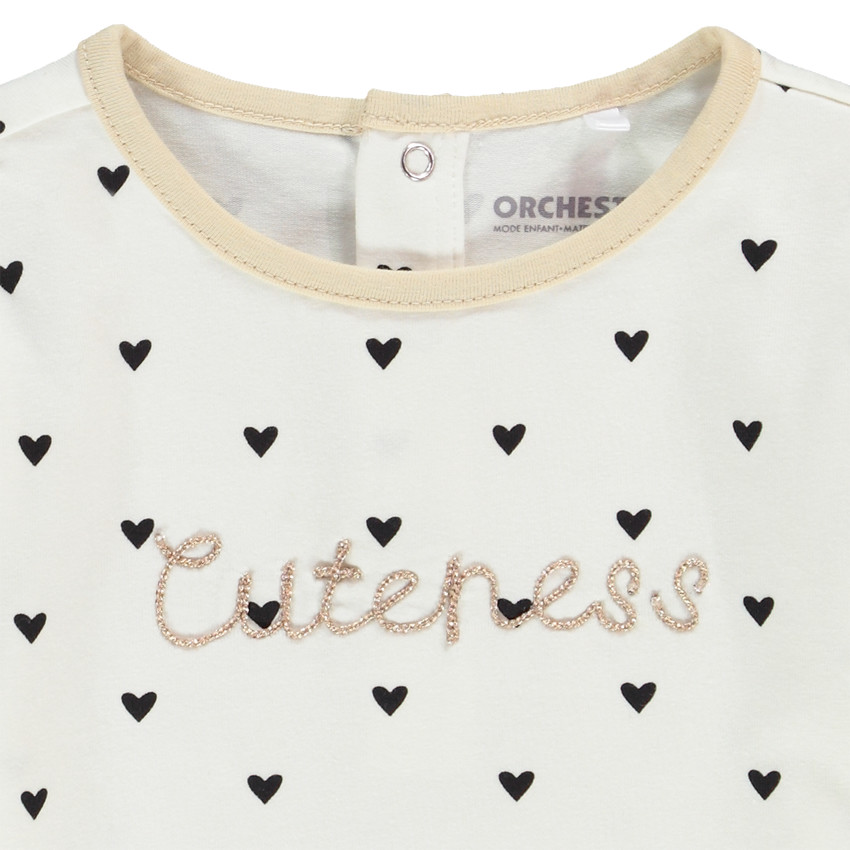 Camiseta de manga larga bordada y con estampado de corazones para bebé niña Main Camiseta de manga larga bordada y con estampado de corazones para bebé niña