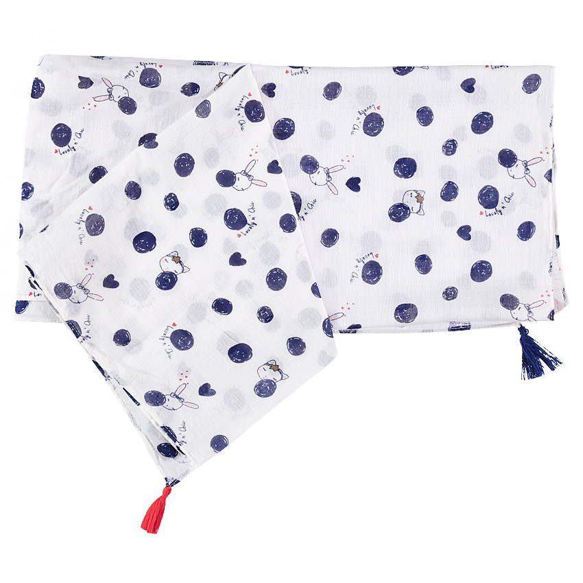 Pañuelo de gasa estampado con borlas de fantasía 
