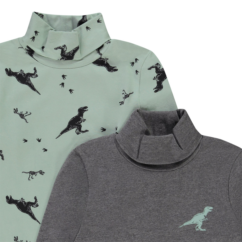 Lote de 2 cuellos altos con estampado de T-Rex para niño 