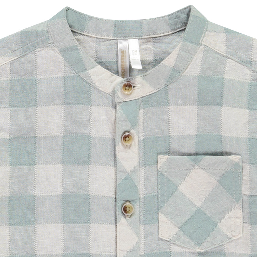Camisa de manga larga a cuadros con cuello mao para bebé niño 
