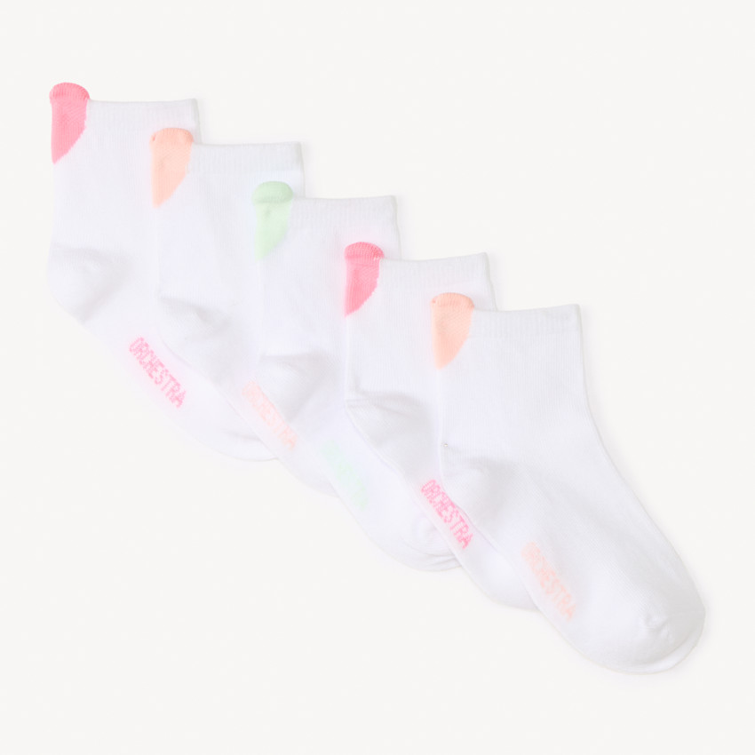 Pack de 5 pares de calcetines cortos con diseño de corazón para niña 