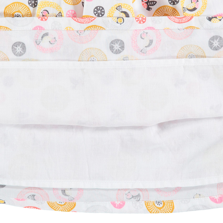 Vestido de manga corta con estampados all over y volantes 