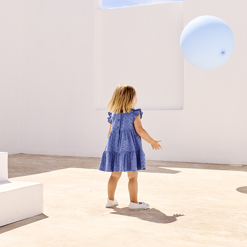 Conjunto 2 piezas liso en bordado inglés para bebé niña 