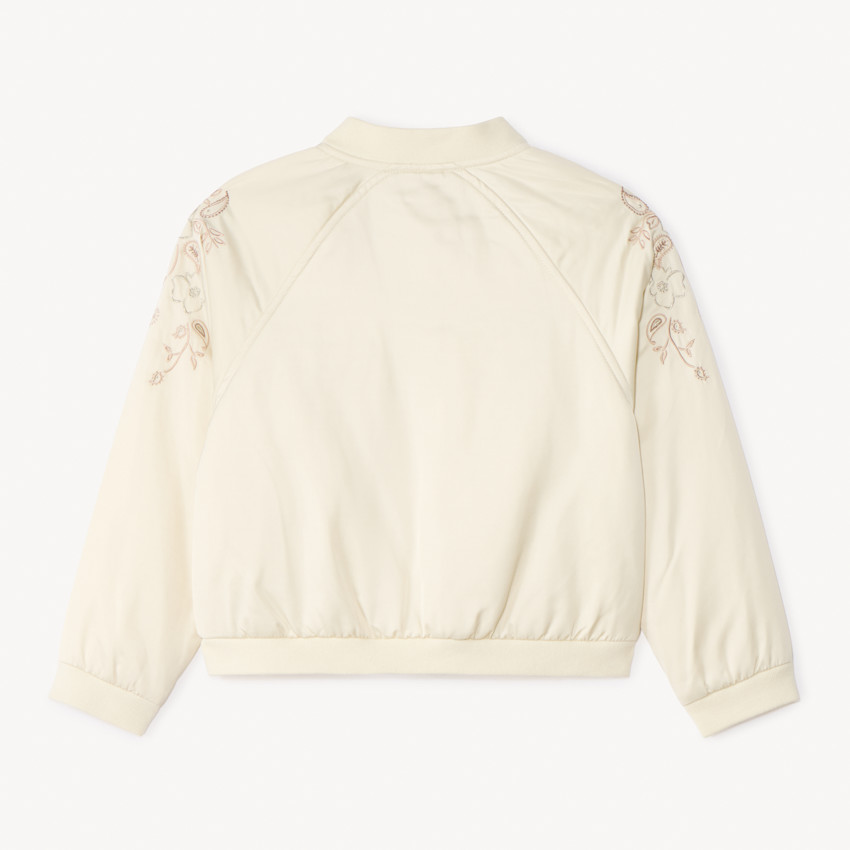 Cazadora satinado con bordados de cachemira para niña 