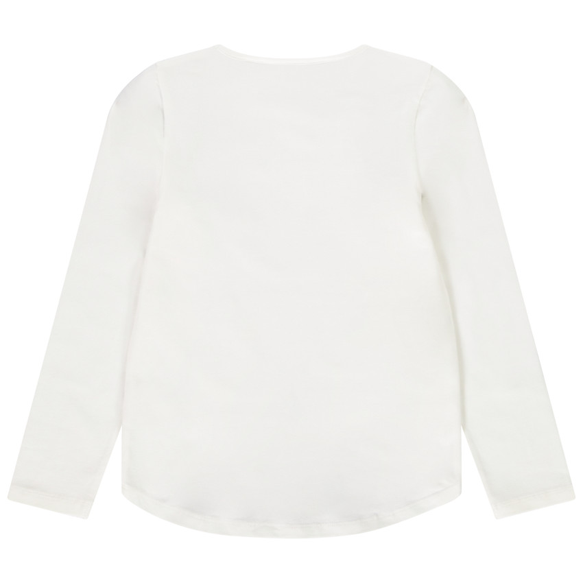 T-shirt croisé à manches longues en jersey avec print et sequins pour fille 