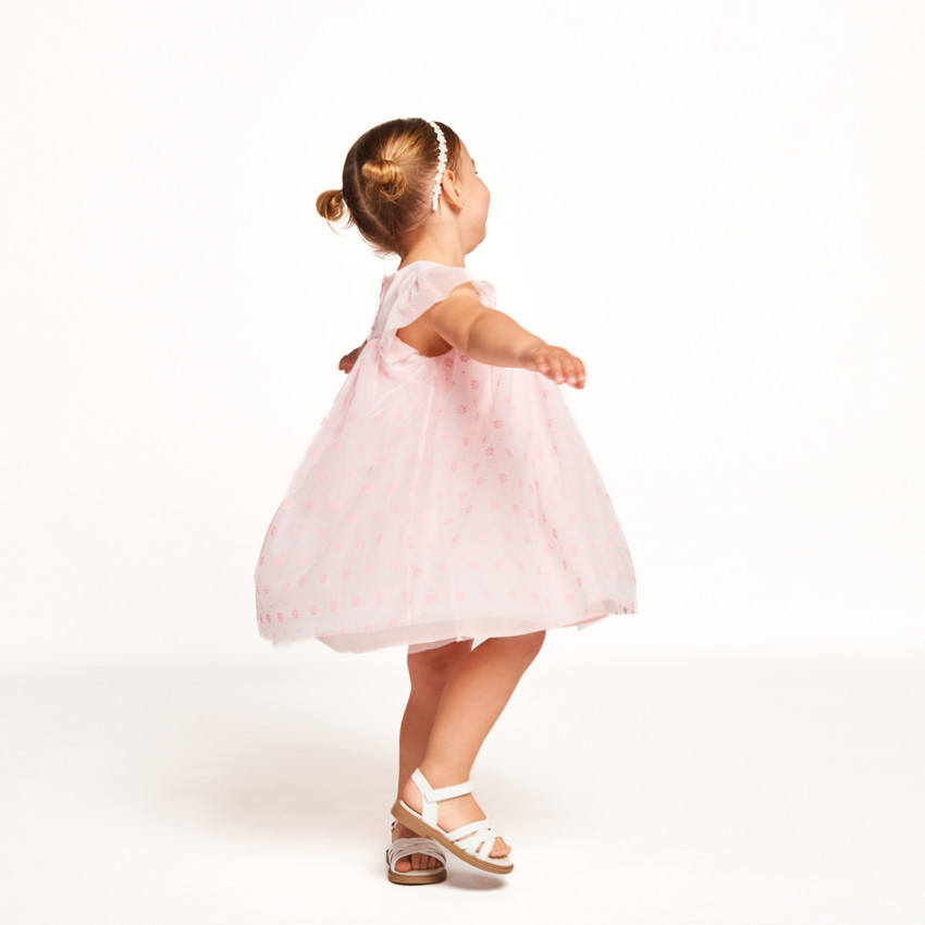 Robe de cérémonie en tulle fleuri pour bébé fille 