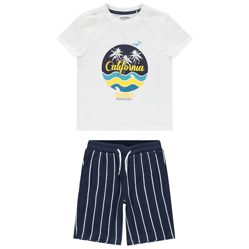 Conjunto camiseta estampada + pantalón corto de raya  Additional Conjunto camiseta estampada + pantalón corto de raya