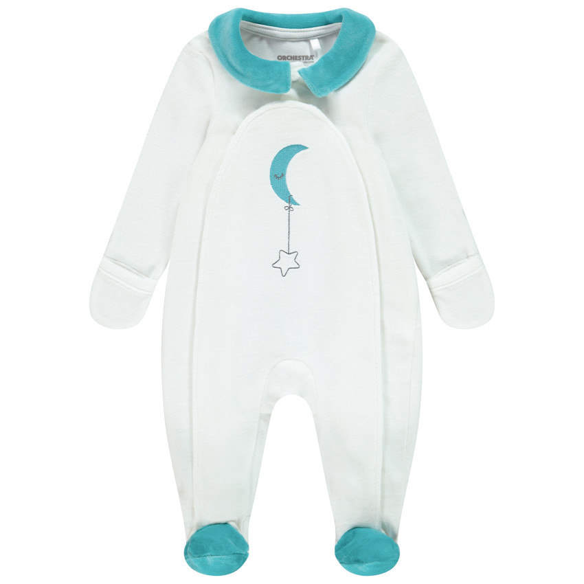 Pelele de terciopelo con luna bordada para bebé niño  Additional Pelele de terciopelo con luna bordada para bebé niño