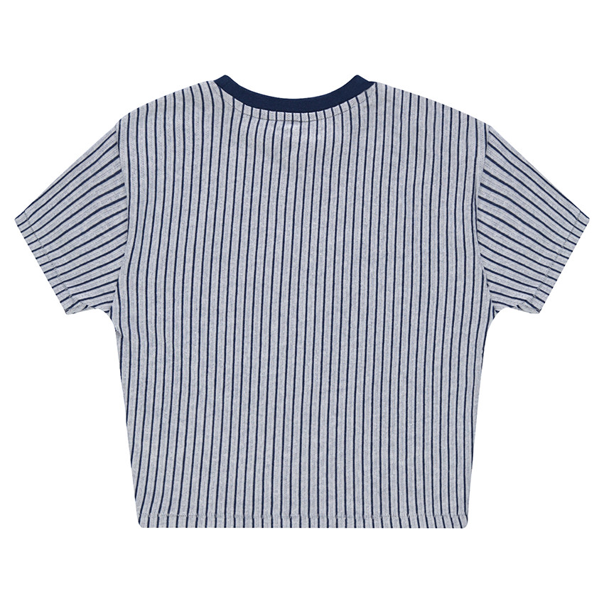 Camiseta de manga corta con rayas verticales e inscripciones estampadas  Additional Camiseta de manga corta con rayas verticales e inscripciones estampadas